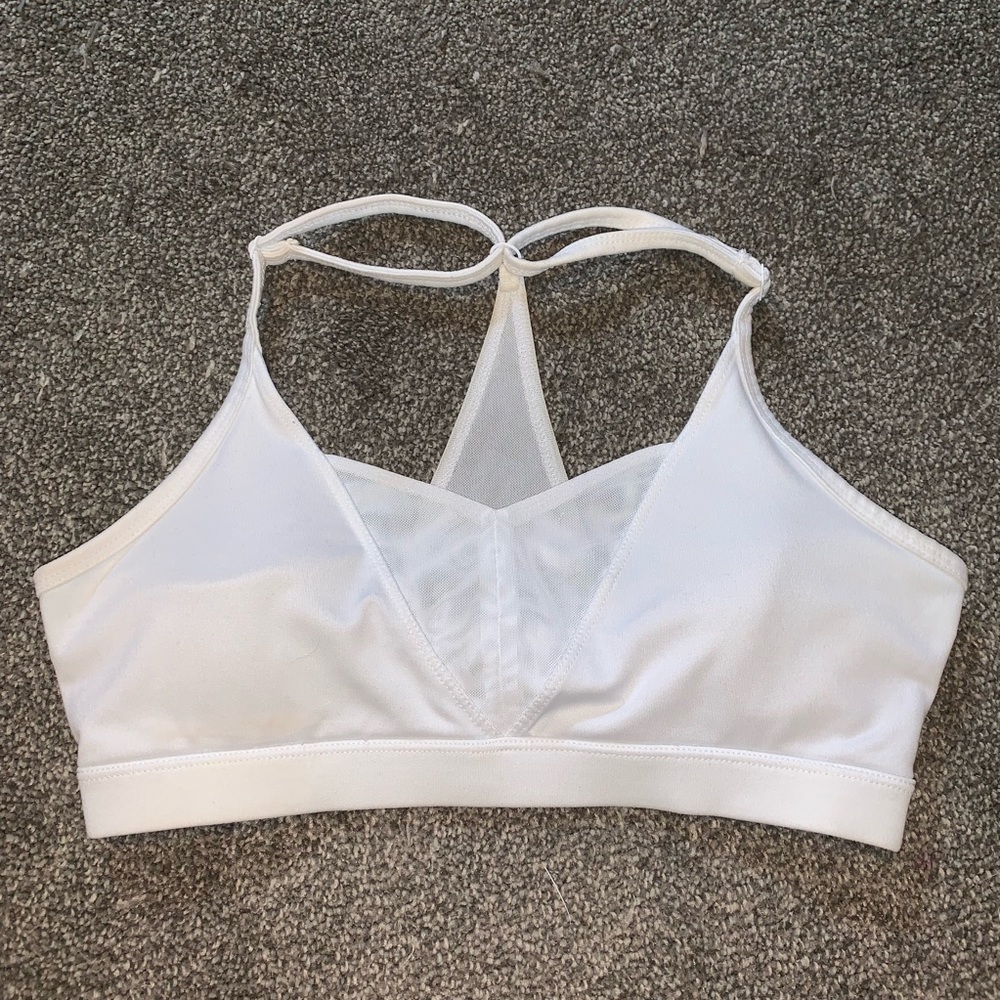 unique white racerback sports bra